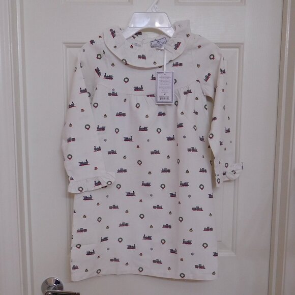 NWT Petite Plume Arctic Express Train Wreath Print Nightgown sz 6 - Picture 1 of 2